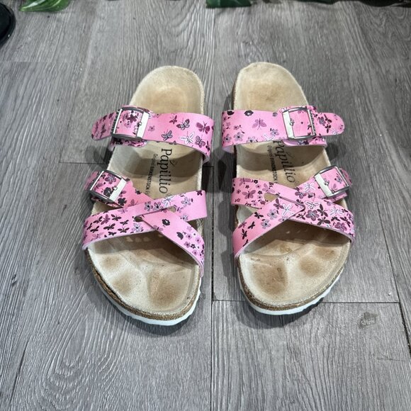 Birkenstock papillio Sandals Pink Butterfly Print blue size 38 Narrow L7 - Picture 2 of 9